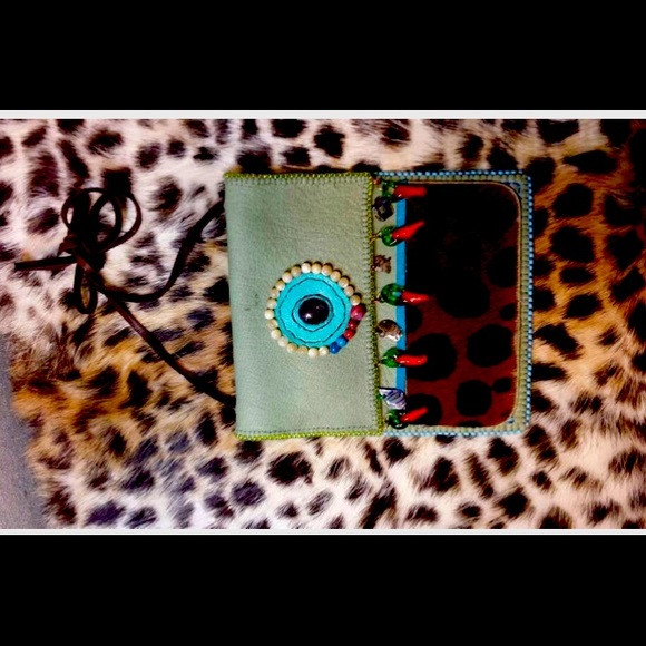 Moonstone Chili Deerskin Leather Purse Bag Pouch Wallet Cowhide Beaded jewelry - Picture 1 of 5